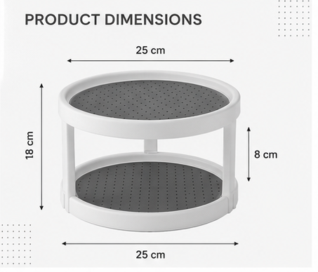 360° Rotating Lazy Susan Turntable Organizer | 2 Tier Kitchen Cabinet Storage Rack