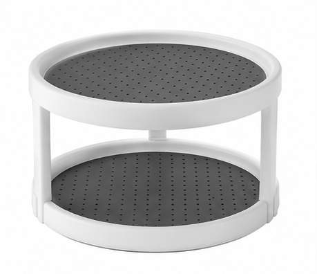 360° Rotating Lazy Susan Turntable Organizer | 2 Tier Kitchen Cabinet Storage Rack